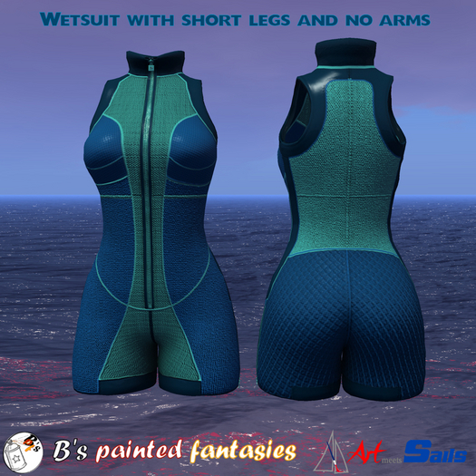 Second Life Marketplace Art meets Sails Female Wetsuit short legs and